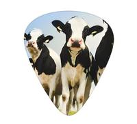 cute cow Print Guitar Picks, 12 Pcs Guitar Plectrums Celluloid Pick Classical Triangle Picks for Acoustic, Electric, Bass Guitar including 0.46mm 0.71mm 0.96mm
