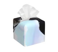 Cute Cow Print Leather Tissue Box Cover – Foldable Organizer for Bathroom, Living Room, Desk, Office, Car, and More