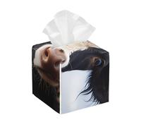 Cute Cow Print Leather Tissue Box Cover – Foldable Organizer for Bathroom, Living Room, Office, Car – Easy Storage