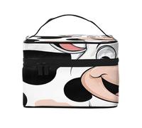 Cute Cow Print -Print Waterproof Large Cosmetic Bag for Travel & Gym, Makeup Organizer with 4 Elastic Straps & Compartments,Premium Twill Fabric.