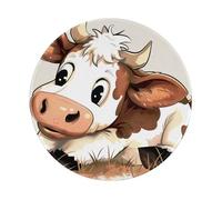 Cute Cow Print Printed Gaming Mouse Pad 4 PCS, Round Non-Slip Rubber Base Laptop Mousepad Desk Mat for Gamer, Office, Home