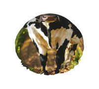 Cute Cow Print Shower Cap,Elastic And Reusable Bath Hair Hat For Long Hair,Large Waterproof Shower Bonnet,For Women Men Kids