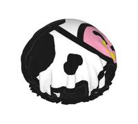 Cute Cow Print Soft Lined Shower Cap, Double Layer Washable Wide Elastic Band Hair Shower Cap For Bath