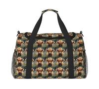 Cute Cow Print Stylish Foldable Carry On Tote with Waterproof Zipper for Weekend Getaways Bag