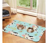 Cute Cow Print,Waterproof Pet Feeding Mat,PU Leather Placemats for Cat Dog Water Bowl,Food Mats,30x45cm