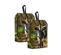 Cute Cow Print Waterproof Shoe Bag Travel Bag with Carry Strap Storage Bag Versatile Cosmetic Bag-2pcs