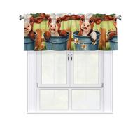 Cute Cow Print Window Curtain Valance Short Curtains With Rod Pocket For Kitchen Windows Bathroom Bedroom 1 Panel, 137x46 Cm