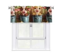 Cute Cow Print Window Curtain Valance Short Curtains With Rod Pocket For Kitchen Windows Bathroom Bedroom 1 Panel, 137x46 Cm