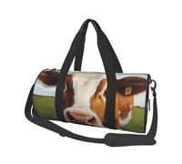 Cute Cow Printed Canvas Travel Duffel Bag - Gym Sports Bag with Large Capacity for Weekend Business Travel