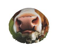 Cute Cow Printed Double-Layer Waterproof Shower Cap - Reusable Spa & Face Mask Bathing Hat for Travel, Home Care & Beauty Routine
