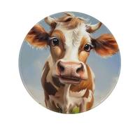 Cute Cow Printed Gaming Mouse Pad 1 PCS, Round Non-Slip Rubber Base Laptop Mousepad Desk Mat for Gamer, Office, Home