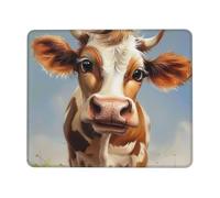 Cute Cow Printed Gaming Mouse Pad 12x10 Inches, Non-Slip Rubber Base Laptop Mousepad Desk Mat with Stitched Edges for Gamer, Office, Home