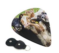 Cute Cow Printed Guitar Picks 6 Pcs Guitar Plectrum Acoustic Electric Guitar Pick For Bass Electric Acoustic Guitars Ukulele Thin Medium Thick Set 0.96mm