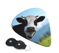 Cute Cow Printed Guitar Picks 6 Pcs Guitar Plectrum Acoustic Electric Guitar Pick For Bass Electric Acoustic Guitars Ukulele Thin Medium Thick Set 0.46mm