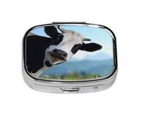 Cute Cow Printed,Meta Pill Box 2 Compartment Medicine Case,Portable Organizer