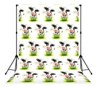 Cute Cow Printed Photography Backdrop, Photo Booth Backdrop For Photoshoot With Rod Pocket For Studio, Family Photos, Video Recording & Event Decor - 5x7ft