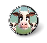 Cute Cow Round Badge Cute Brooch Hats Jackets Decor Personalized Lapel Pin Clothing Jewelry Accessories for Wedding Party Gift