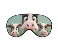 Cute Cow Sleep Mask for Women Men Side Sleeper Eye Cover with Adjustable Strap Soft Breathable Blackout Mask Slip-Free Deep Sleeping Travel Essentials