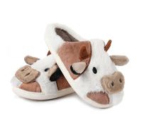 Cute Cow Slippers Soft Slippers for Women Cartoon Thick Sole Cow Print Sliders Winter Animal Sliders Home Indoor