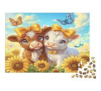 Cute Cow Twins 1000 Piece Jigsaw Puzzles for Adults with No Reflection Personalised Jigsaws for Mindfulness Activities for Adults in Hobby Kits for Adults 52x38cm/1000pcs
