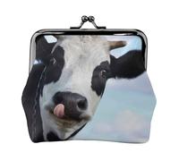 Cute Cow Under White Clouds Printed Coin Purse for Women Cute PU Leather Coin Wallet Mini Coin Purse Pouch with Kiss-Lock