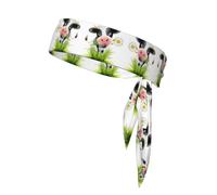 Cute Cow Unisex Sports Head Tie - Double-Sided, Moisture-Wicking Workout Headband, Adjustable Knotted Band for Running, Yoga & Gym
