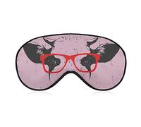 Cute Cow Wears Red Glasses Sleep Mask Lovely Farm Animals Blindfold for Sleeping Elastic Blackout Eye Mask Cover for Full Night's Sleep Travel and Nap
