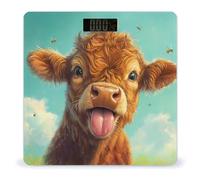 Cute Cow with Tongue Bees Digital Bathroom Weighing Scales for Body Weight LCD Display