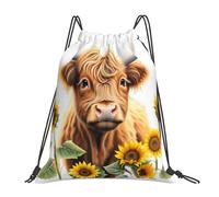 Cute Cow Women Men Gym Sack Durable Drawstring Backpack Foldable Drawstring Bag For Yoga Picnic Hiking