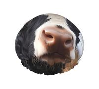Cute Cow Women's shower cap, waterproof, reusable, with washable elastic cord, suitable for long hair and braids, ideal for showering.