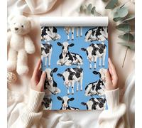 Cute Cow Wrapping Paper - Calf Print Gift Wrap Farm Animal Lovers - Rustic Birthday Baby Shower - W72 (Cornblue, Large - 58 x 85cm / 22.8" x 33.4" inches)