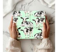 Cute Cow Wrapping Paper - Calf Print Gift Wrap Farm Animal Lovers - Rustic Birthday Baby Shower - W72 (Mint, Small Sheet - 30 x 40cm/ 11.8" x 15.7" inches)
