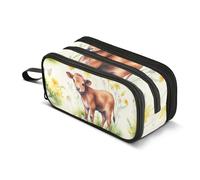 Cute Cow Yellow White Wildflowers Pencils Pouch Zipper Pencil Case Pencil Storage Bags Classroom Pen Bag Boys Floral Pink Organizer Back to School Supplies 8.86x3.54x4.33in