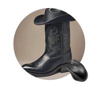 Cute Cowboy Black Hat Western Boots Round Mouse Pad 7.8 Inch, Portable Gaming Mouse Mat with Non-Slip Rubber Base & Smooth Surface, Waterproof Mousepad for PC, Laptop, Computer, Office, Home