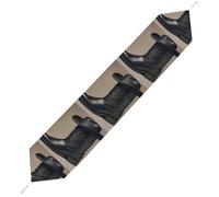 Cute Cowboy Black Hat Western Boots Table Runner for Dining Table, Short Plush Runners Washable & Durable Tablerunner Modern Home Decor for Wedding, Kitchen, Holiday 229*33cm