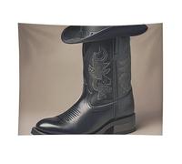 Cute Cowboy Black Hat Western Boots Tapestry Wall Hanging - 30"x40" Aesthetic Tapestries Soft Polyester Wall Art Decor Large Tapestry for Bedroom Living Room Dorm Backdrop, Hanging Kit Included