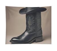 Cute Cowboy Black Hat Western Boots Tapestry Wall Hanging - 50"x60" Aesthetic Tapestries Soft Polyester Wall Art Decor Large Tapestry for Bedroom Living Room Dorm Backdrop, Hanging Kit Included