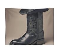 Cute Cowboy Black Hat Western Boots Tapestry Wall Hanging - 60"x80" Aesthetic Tapestries Soft Polyester Wall Art Decor Large Tapestry for Bedroom Living Room Dorm Backdrop, Hanging Kit Included