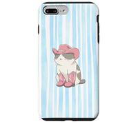 Cute Cowboy Cat Pink Hat & Boots Cowgirl Aesthetic Striped Case for iPhone 7 Plus/8 Plus