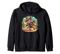 Cute Cowgirl Riding Backward - Funny Western Zip Hoodie