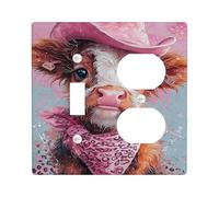 Cute Cowgirls Light Switch Cover Plates/Outlet Covers, Peach Western Puppy Design for Playroom Decor, Thermoplastic Wall Plates, Standard Size Toggle Duplex