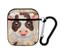 Cute Cows Daisy Flowers Earphone Case Cover Compatible with AirPods 1&2 Shockproof Bluetooth Headset Case Black-style