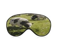 Cute Cows Watercolor Eye Mask with Adjustable Strap Soft Breathable Sleep Mask for Home Office Travel Airplane Light Blocking Comfortable Eye Covers for Women Men