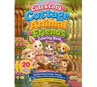Cute & Cozy Cottage Animal Friends Coloring Book: Big Bold Garden Animals, Teacups, Flowers, Baskets, and More Coloring for Kids Ages 4-8