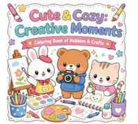 Cute & Cozy: Creative Moments: Coloring Book for Adults and Kids: 40 Kawaii Animal Hobbies, Relaxing Stress Relief Coloring Pages