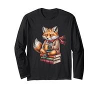 Cute Cozy Fox Reading Books Autumn Coffee Long Sleeve T-Shirt