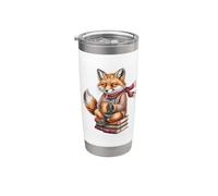 Cute Cozy Fox Reading Books Autumn Coffee Stainless Steel Insulated Tumbler