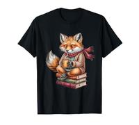 Cute Cozy Fox Reading Books Autumn Coffee T-Shirt
