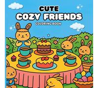 Cute Cozy Friends Coloring Book :: Adorable Animal Scenes Kawaii Bunnies, Bears,Cat and Friends to Color & Enjoy