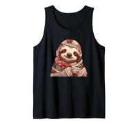 Cute Cozy Sloth in Patchwork Quilt Blanket Tank Top